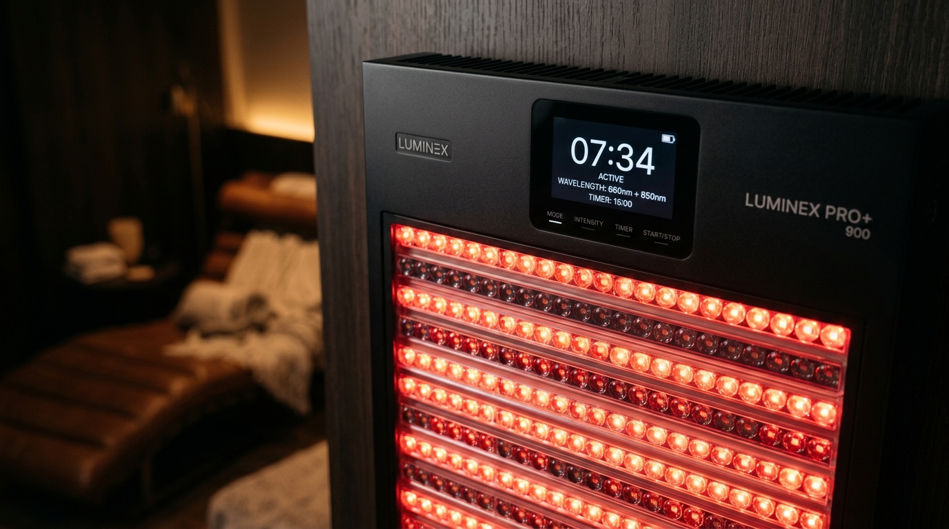 Detail panelu Luminex Pro+ pro terapii červeným světlem